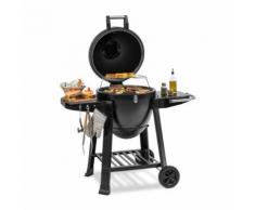 Klarstein Duomo Barbecue Kamado Grill Fumoir avec dôme en céramique 21 - thermomètre intégré - inox - noir - Cuisiner en extérieur