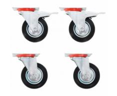 vidaXL Roulettes 4 pcs Roulette de Mobilier Chariot Roulant Etagère à Livre Roulette de Meuble Bibliothèque Panier d'Achat Capacité 180 kg 200 mm - Accessoires pour meubles