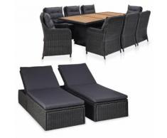 vidaXL Salon de jardin 11 pcs Résine tressée Noir - Mobilier de Jardin