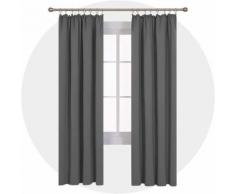 Deconovo Lot de 2 Rideaux Décoration Intérieur de Porte Galon Fronceur Salon Balcon Fenêtre Rideau Cuisine Salle Chambre Enfant Occultant 140x220cm Gris Clair - Rideaux et stores