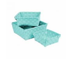 set de 3 paniers tressé plastique 14,5/18/21,5cm vitamine vert menthe - Boite de rangement