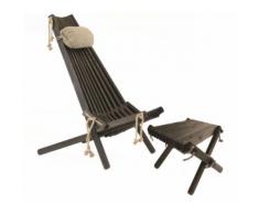 Ecofurn - Chilienne scandinave avec repose-pieds Pin Noir - Mobilier de Jardin