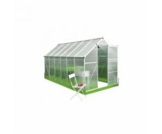 Serre de Jardin polycarbonate 7m² - Structure aluminium et socle de fixation inclus - Transparent - Matériel pour serre et semis