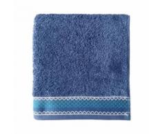 SANTENS Serviette de toilette 100 % Coton Orka - 50 x 100 cm - Bleu foncé - Linge de bain