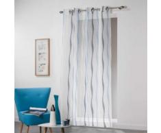 Panneau a oeillets 140 x 240 cm voile sable fils coupes vagueline Bleu - Rideaux et stores