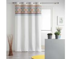Rideau a oeillets 140 x 260 cm polyester imprime luisa Blanc - Rideaux et stores