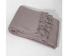 Jete de canape a franges 180 x 220 cm coton tisse lana Taupe - Rideaux et stores