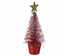 Déco de table Sapin de Noël Pailletés - 4 x 14 cm - Rouge - Objet à poser