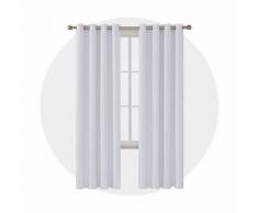 Deconovo Lot de 2 Rideaux Occultant Thermique à Oeillet 140x270cm Anti Chaleur Froid Rideau Blanc Pâle Gris Salon Cuisine Balcon Désign Moderne Lhôtel Salle - Rideaux et stores