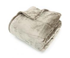 Couverture polaire 220x240 cm Microfibre 100% Polyester 320 g/m2 VELVET Marron Taupe - Linge de lit