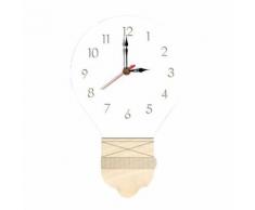 Style de Nordic Light Bulb Horloge Murale Silencieuse Horloge en Bois Pour La Maison Salon Blanc PL821 - Décoration murale