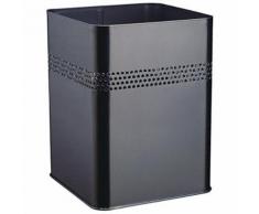 Durable 332001 corbeille à papier carrée 18,5 litres hauteur 32 cm en métal peint avec bande de perforations coloris noir - Accessoires de rangement