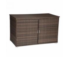 Coffre de rangement en résine tressée marron avec portes NONZA - Mobilier de Jardin