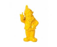 Statue en résine NAIN de jardin doigt d'honneur jaune - 33 cm - Objet à poser