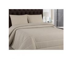 Couvre-lit boutis PERIGORD 230x250cm + 2 taies 60x60cm - Taupe - Linge de lit