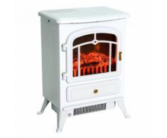 Cheminée électrique poêle style rétro thermostat 900-1800 W blanc - Cheminées, poêles