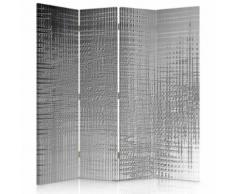 Feeby Paravent imprimé Séparateur de pièce 2 faces 4 panneaux, Imitation métal 145x180 cm - Objet à poser