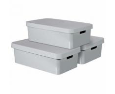 Curver Boîte de rangement Infinity et couvercle 3 pcs 30 L Gris 240681 - Manutention transports