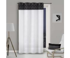 Voile à oeillet en coton 135x250 cm DAMIER noir - Rideaux et stores