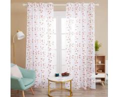 Deconovo Lot de 2 Rideaux Chambre Enfant Broderie Effet Lin à Motif Rideaux Oeillets Voilages Orange Salon 140x245cm - Rideaux et stores