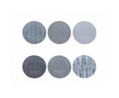 Assiette à dessert en porcelaine à motif graphique D21.5cm bleu - Lot de 6 INDIGO - vaisselle