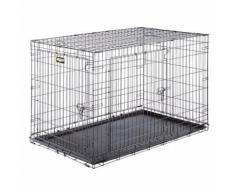 Ferplast Cage de transport pliable pour chiens DOG-INN 120, enclos pour chiots, transport en métal séparation inclus, porte double avec fermeture de sécurité, 123,8 x 76,2 x h 81,2 cm Noir - Paniers et mobilier pour chien