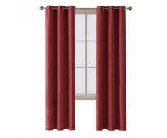 Deconovo Lot de 2 Rideaux Occultants Chambre Rideau Thermique Isolant Anti Froid Rideaux Salon Design Moderne Rouge 107x229cm - Rideaux et stores