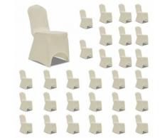 vidaXL Housses élastiques de chaise Crème 30 pcs - Textile séjour