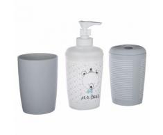 Set de salle de bain pour enfant - Ourson - Gris - Accessoires de bain