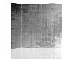 Feeby Cloison amovible Paravent intérieur, une face 5 panneaux, Imitation métal 180x180 cm - Objet à poser