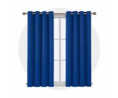 Deconovo Lot de 2 Rideaux Bleu Roi à Oeillets Thermique Isolant Rideau Chambre Adultes Design Moderne pour Enfant en Salon Rideau Grande Largeur 132x138cm Cuisine - Rideaux et stores
