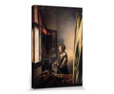 Johannes Vermeer Poster Reproduction Sur Toile, Tendue Sur Châssis - La Liseuse À La Fenêtre, 16571659 (120x80 cm) - Décoration murale