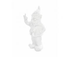Statue en résine NAIN de jardin doigt d'honneur blanc - 33 cm - Objet à poser