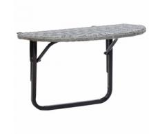 vidaXL Table de balcon Gris 60x60x50 cm Résine tressée - Mobilier de Jardin