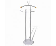 valet de chambre en bois valet pliable gris argent 43 × 28 × 113 cm - Objet à poser