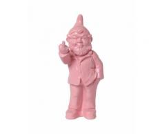 Statue en résine NAIN de jardin doigt d'honneur rose - 33 cm - Objet à poser