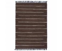 vidaXL Tapis Chindi Coton tissé à la main 160 x 230 cm Marron - Tapis et paillasson