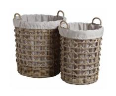 Aubry Gaspard - Panier à linge en poelet gris (Lot de 2) - Objet à poser