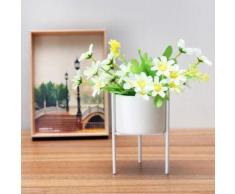TEMPSA Blanc Grille Supporter + Céramique Fleur Plante Succulent Pot Jardin Afficher Titulaire Décor Bassin bas - Jardinières et bacs