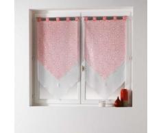 Paire pompon passants 2 x 60 x 160 cm voile double imprime/uni tunis Corail - Rideaux et stores