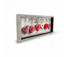 Tableau déco cadre vitrine 20x50 - Coeurs - Décoration murale