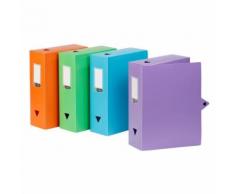 Viquel Lot de 4 boites de classement et archivage plastique grande capacité Multicolore - Boite de rangement