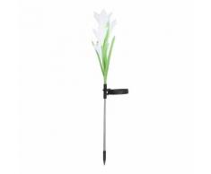 Decdeal 1 PC Lampe LED Énergie Solaire Lis Simulation Fleur Lampe Décorative Jardin Au Sol Inséré Lampe De Pelouse - Décoration d'extérieur