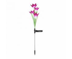Decdeal 1 PC Lampe LED Énergie Solaire Lis Simulation Fleur Lampe Décorative Jardin Au Sol Inséré Lampe De Pelouse - Décoration d'extérieur