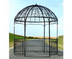 L'Héritier Du Temps - Grande tonnelle kiosque de jardin pergola abris rond gloriette en fer forgé marron 250x250x290cm - Mobilier de Jardin