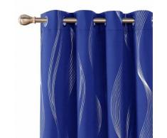 Deconovo Lot de 2 Rideaux Occultant à Oeillets Rideaux Salon Design Moderne à Motif Argenté Rideaux Balcon Intérieur Bleu Roi 117x229cm - Rideaux et stores