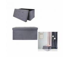 coffre banc pliable suedine gris foncehomelina france - Mobilier de Jardin