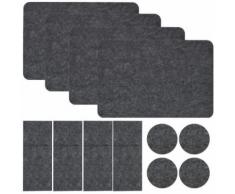 Set de Table en Feutre pour 4 Sac à Couverts Sous-verre 43 x 30 cm Napperon Gris - Boite de rangement