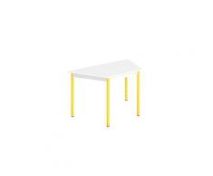 Table de réunion multiforme classique trapèze plateau blanc piétement jaune