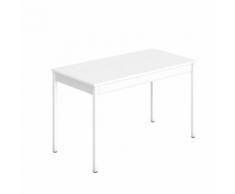Table de réunion multiforme classique rectangulaire plateau blanc piétement blanc